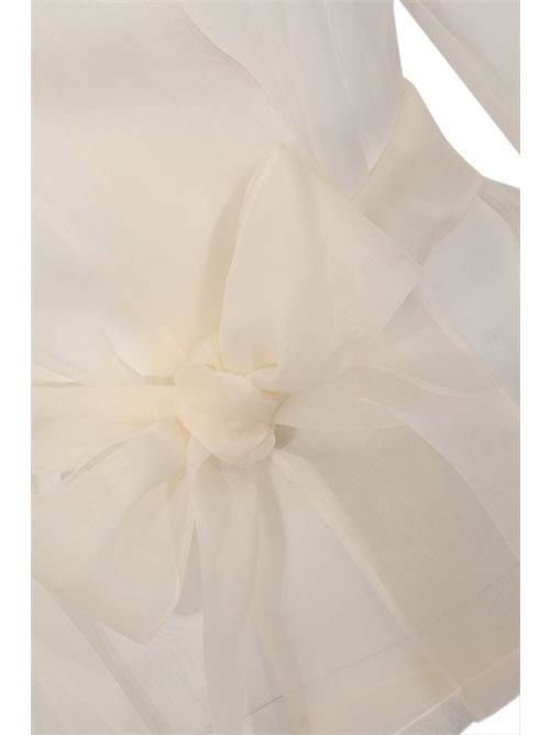 Giacca semitrasparente in seta Avorio D. Exterior | 626843AVOR